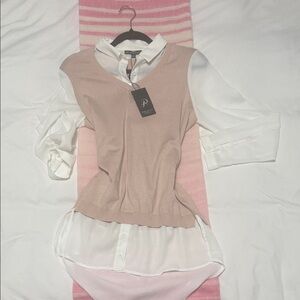 Adrianna Papell Blush and White Blouse